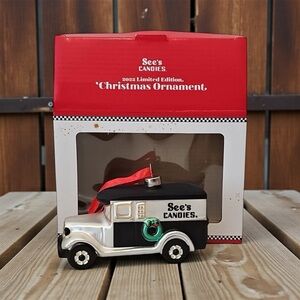 SEE'S CANDIES CHRISTMAS DELIVERY TRUCK  Xmas Ornament NIB